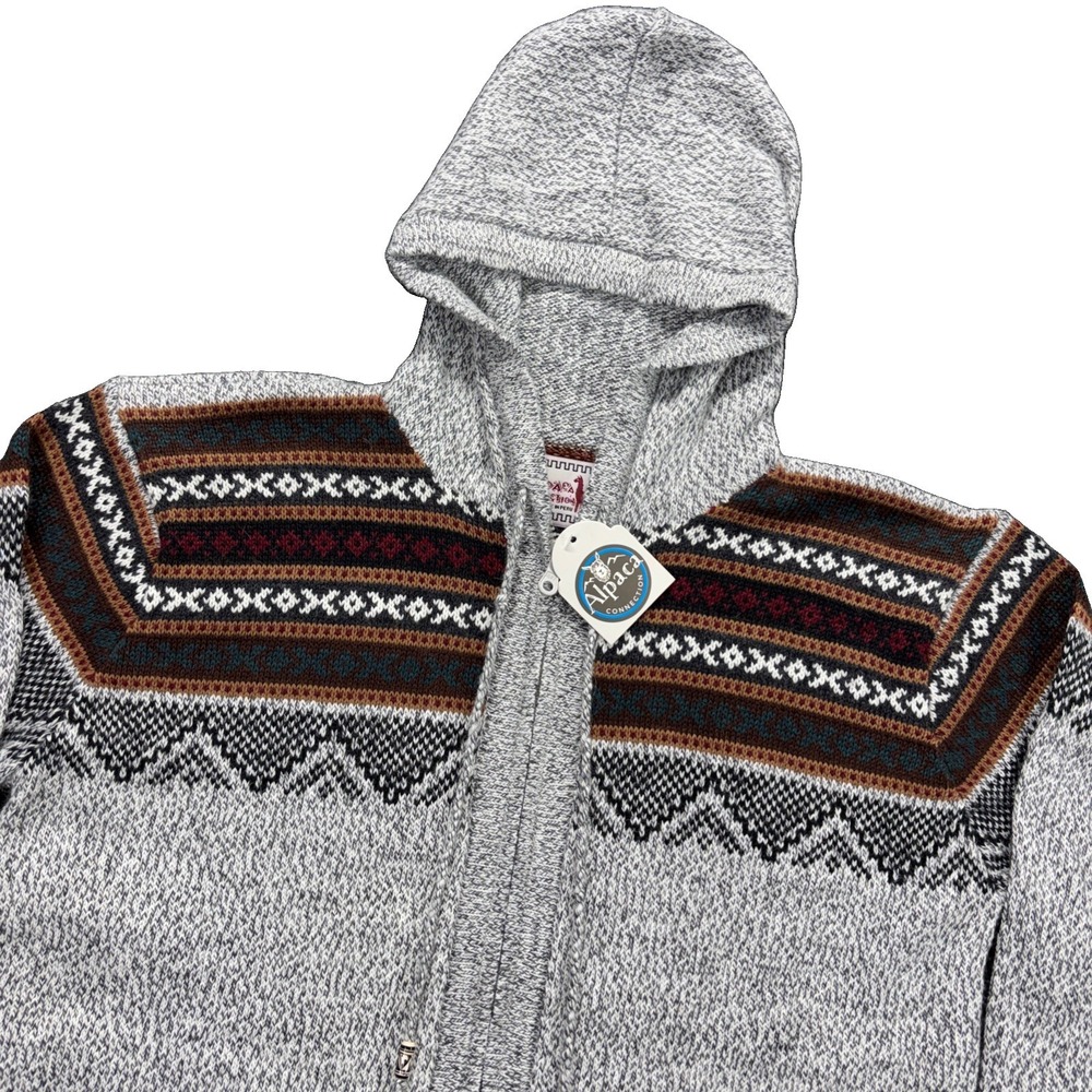 Alpaca Connection Hoodie Sweater  Womens Small Full Zip Aztec Southwestern NEW